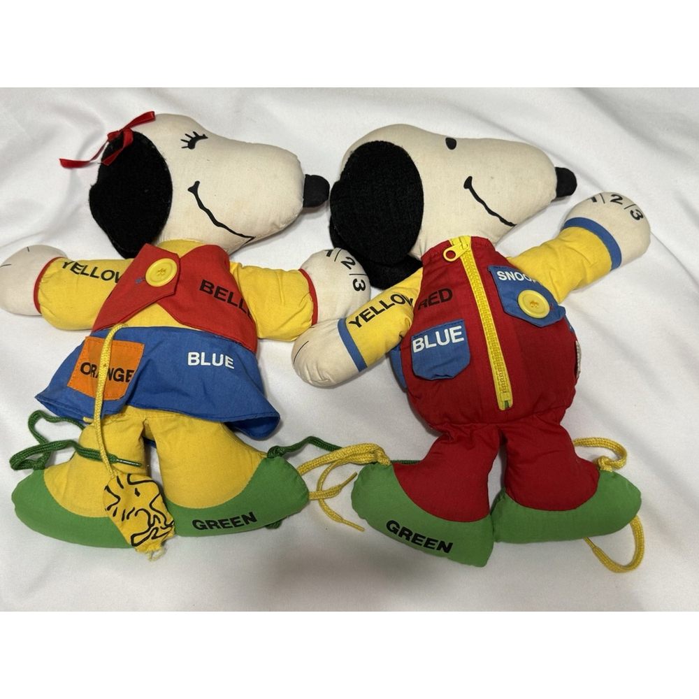 VTG Peanuts Snoopy Belle Learn Colors Numbers Cloth Doll 1960's Zipper Buckle